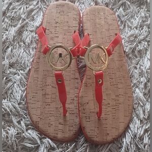 Michael Kors Red Thong Sandals with Gold Logo